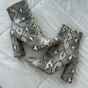 Snakeskin booties